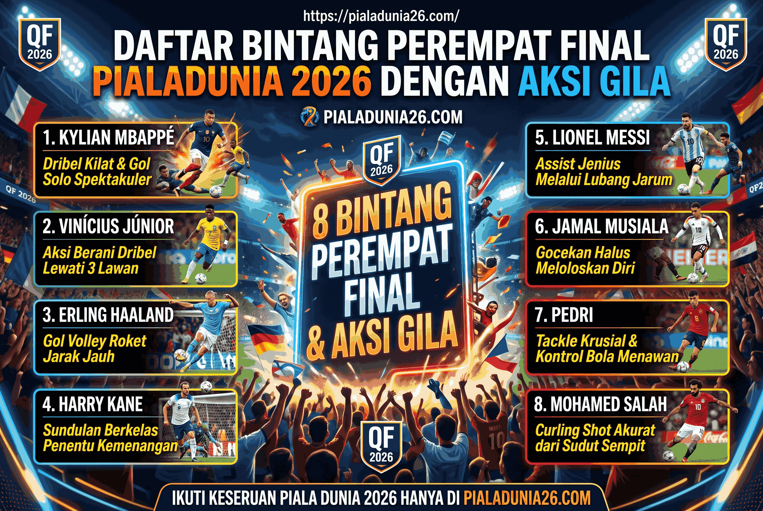 Daftar Bintang Perempat Final Piala Dunia 2026 dengan Aksi Gila
