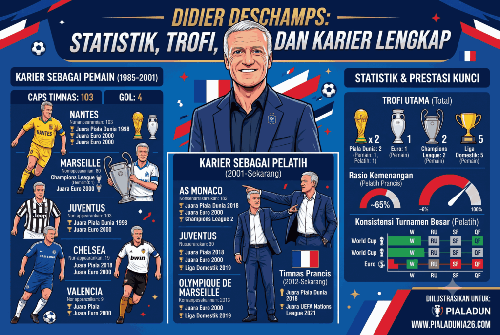 Didier Deschamps: Statistik, Trofi, dan Karier Lengkap