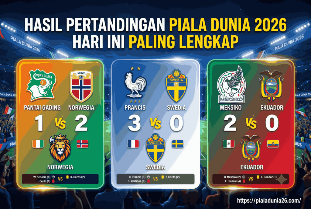 Hasil Pertandingan Piala Dunia 2026 Hari Ini Paling Lengkap