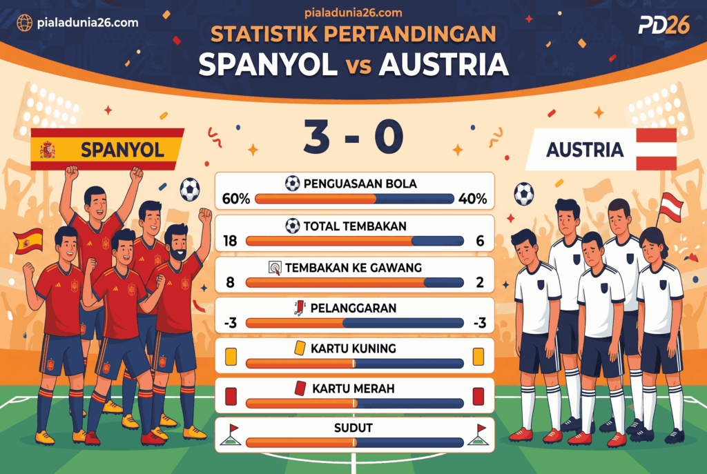 Hasil Spanyol vs Austria 3-0, La Roja Melaju ke Babak Berikutnya