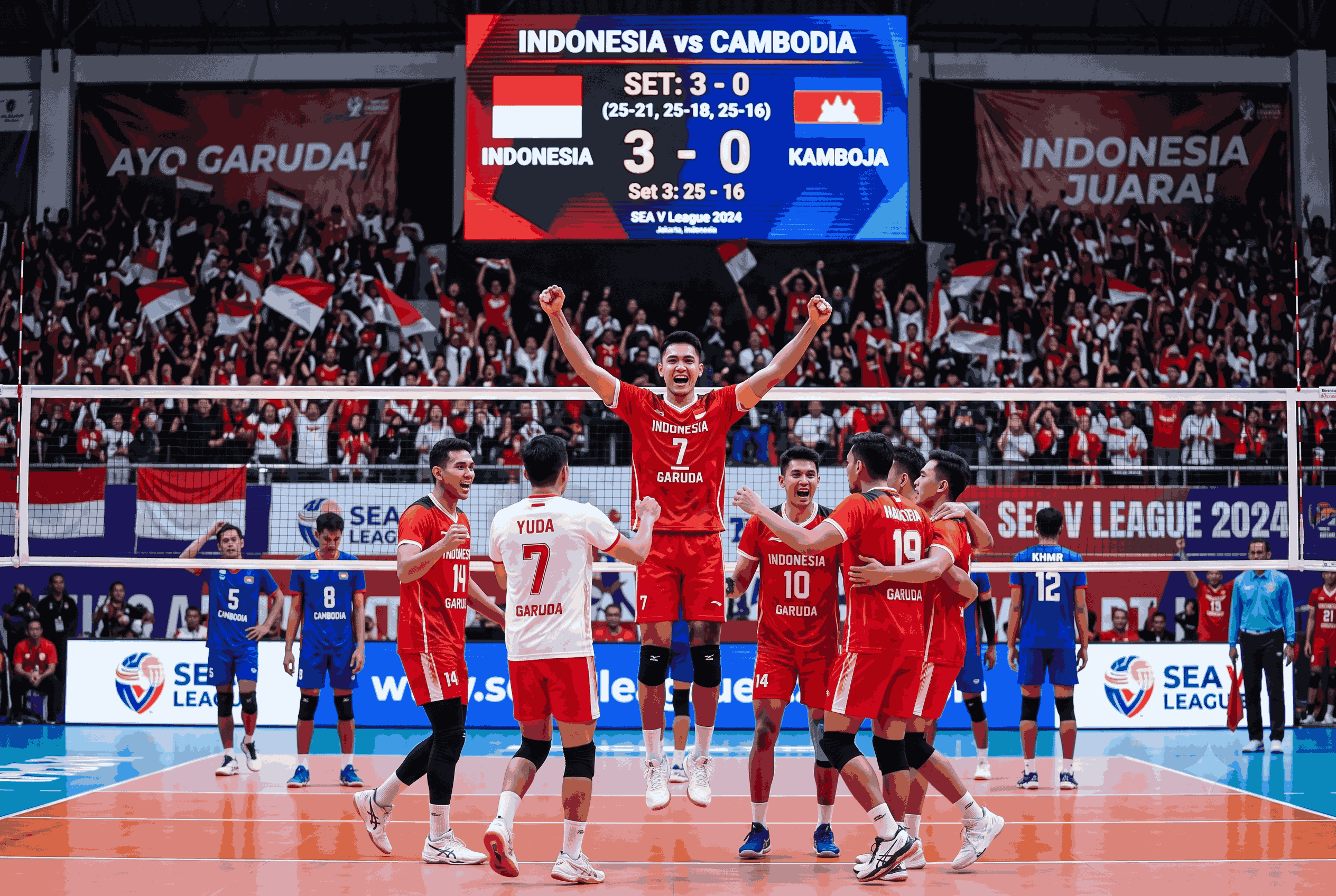 Indonesia vs Kamboja SEA V League: Garuda Menang Telak 3-0