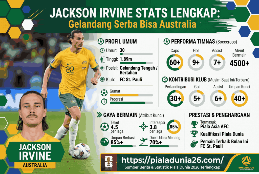 Jackson Irvine Stats Lengkap: Gelandang Serba Bisa Australia