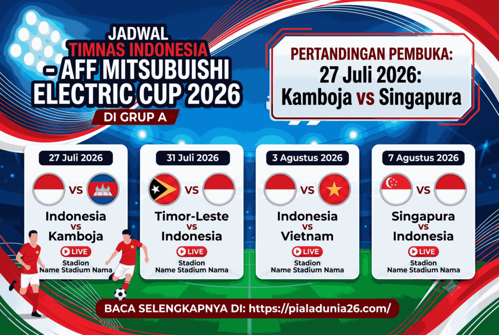Jadwal AFF 2026: Cambodia vs Singapore Buka Persaingan