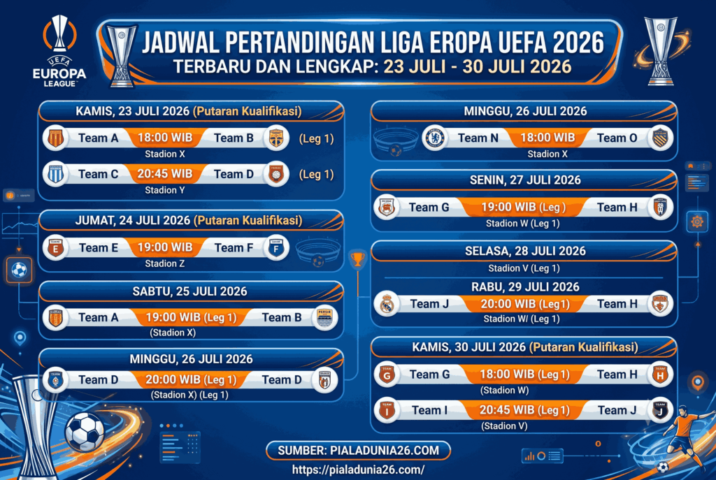 Jadwal Pertandingan Liga Eropa UEFA 2026 Terbaru dan Lengkap