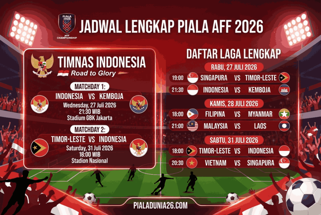 Jadwal Timnas Indonesia di Piala AFF 2026 dan Daftar Laga Lengkap