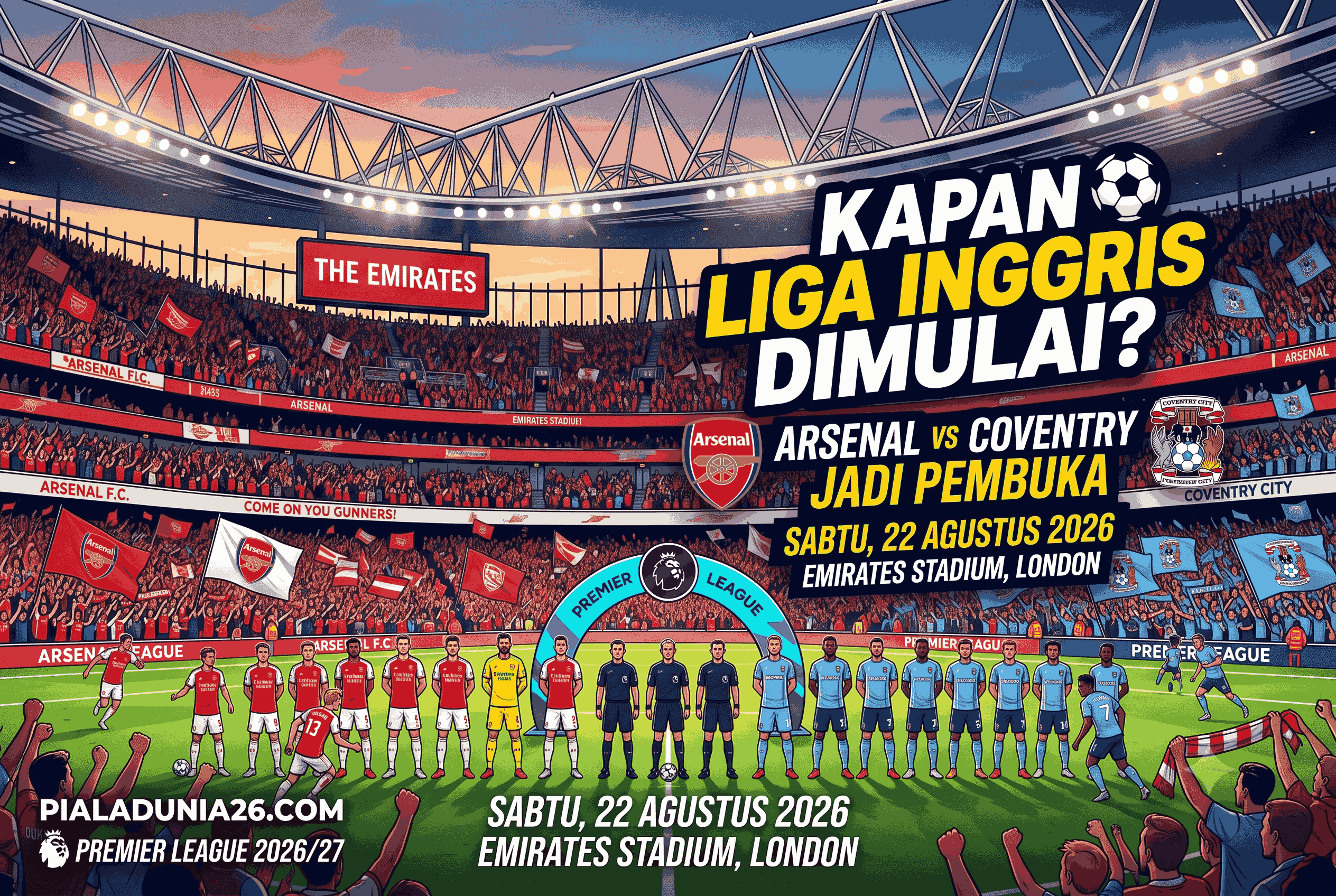 Kapan Liga Inggris Dimulai? Arsenal vs Coventry Jadi Pembuka