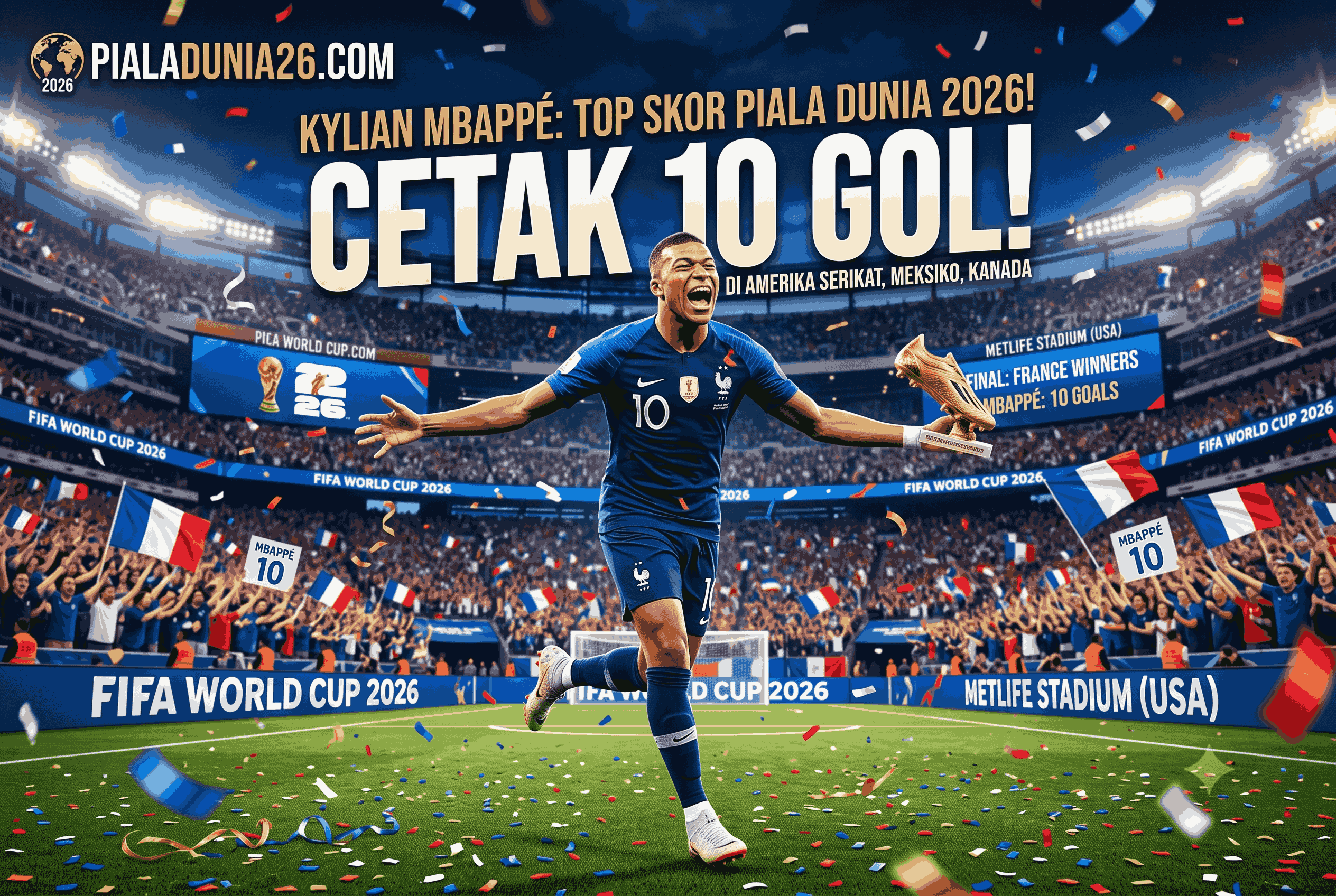 Kylian Mbappe Jadi Top Skor Piala Dunia 2026, Cetak 10 Gol