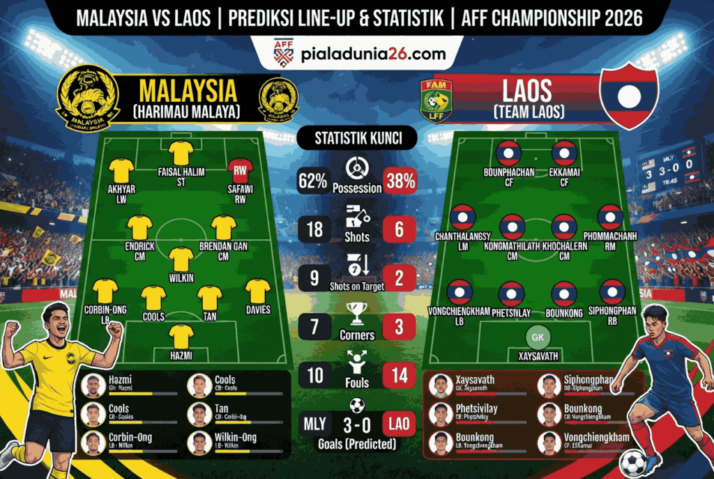 Malaysia vs Laos AFF Championship 2026, Prediksi Skor Akurat Hari Ini