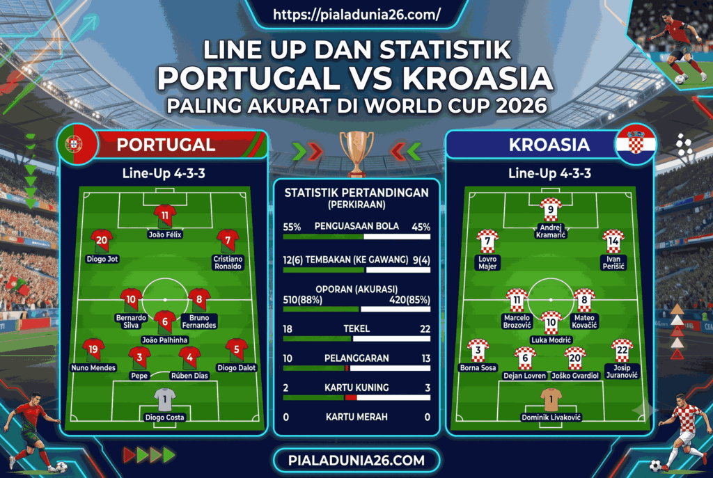 Prediksi Skor Portugal vs Kroasia Paling Akurat di World Cup 2026