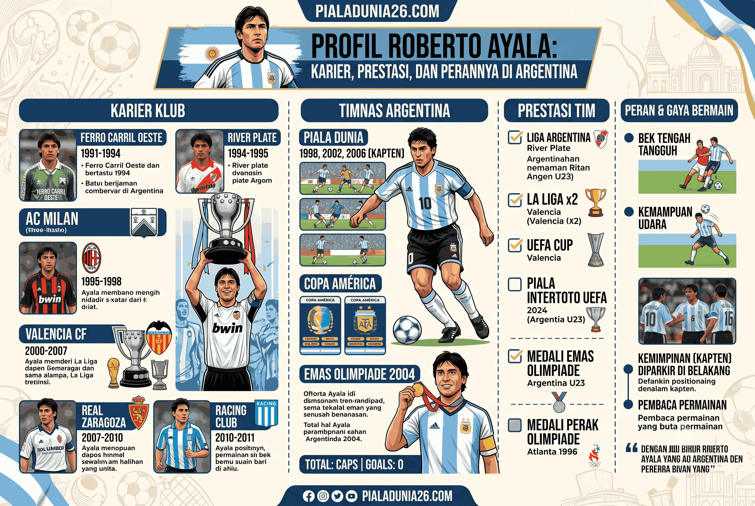 Profil Roberto Ayala Lengkap: Karier, Prestasi, dan Perannya di Argentina