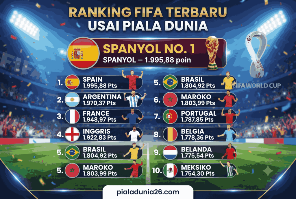 Ranking FIFA Terbaru Usai Piala Dunia, Spanyol Nomor 1