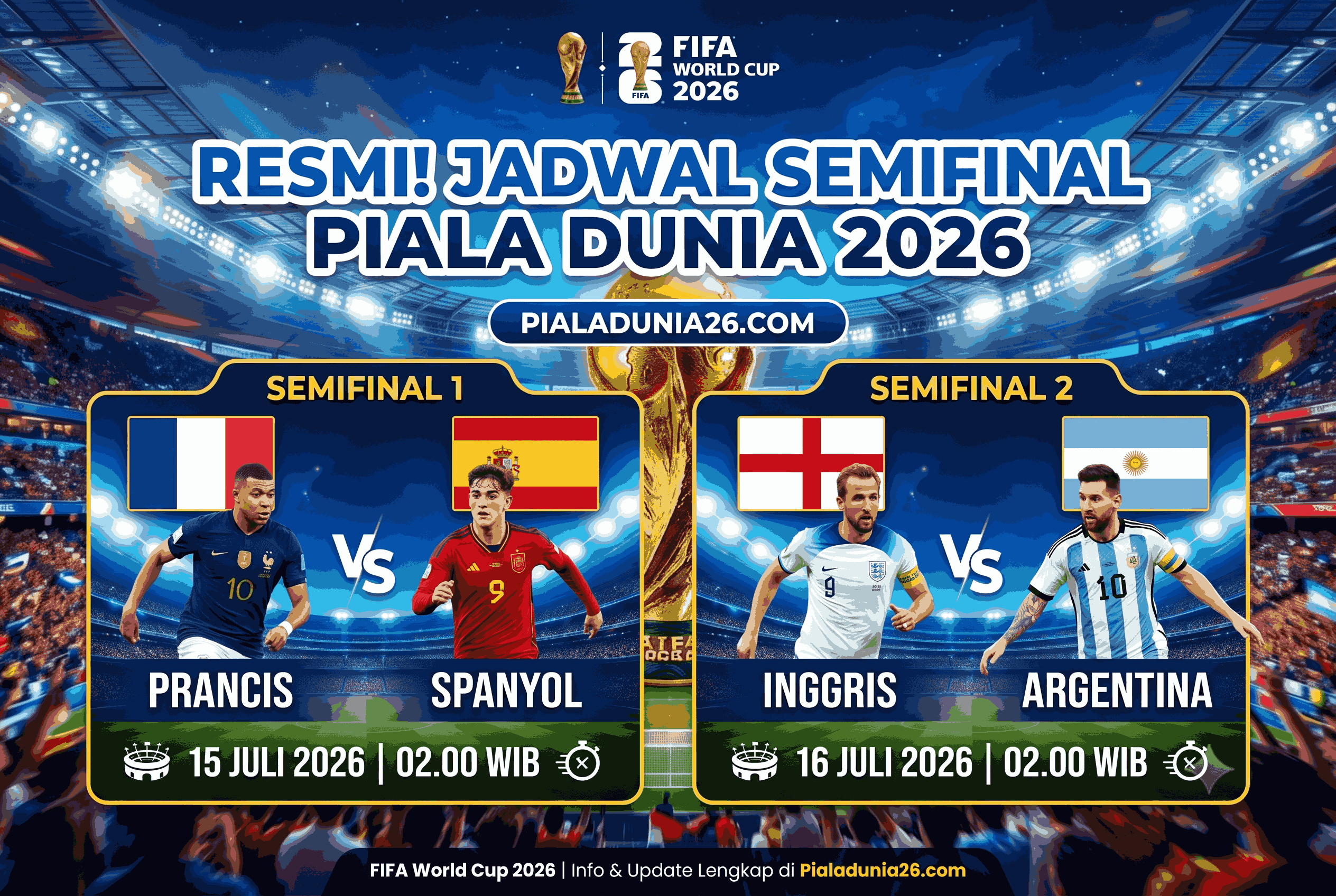Resmi! Jadwal Semifinal Piala Dunia 2026 Lengkap dan Jam Tayang WIB