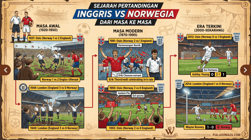 Sejarah Pertandingan Inggris vs Norwegia dari Masa ke Masa