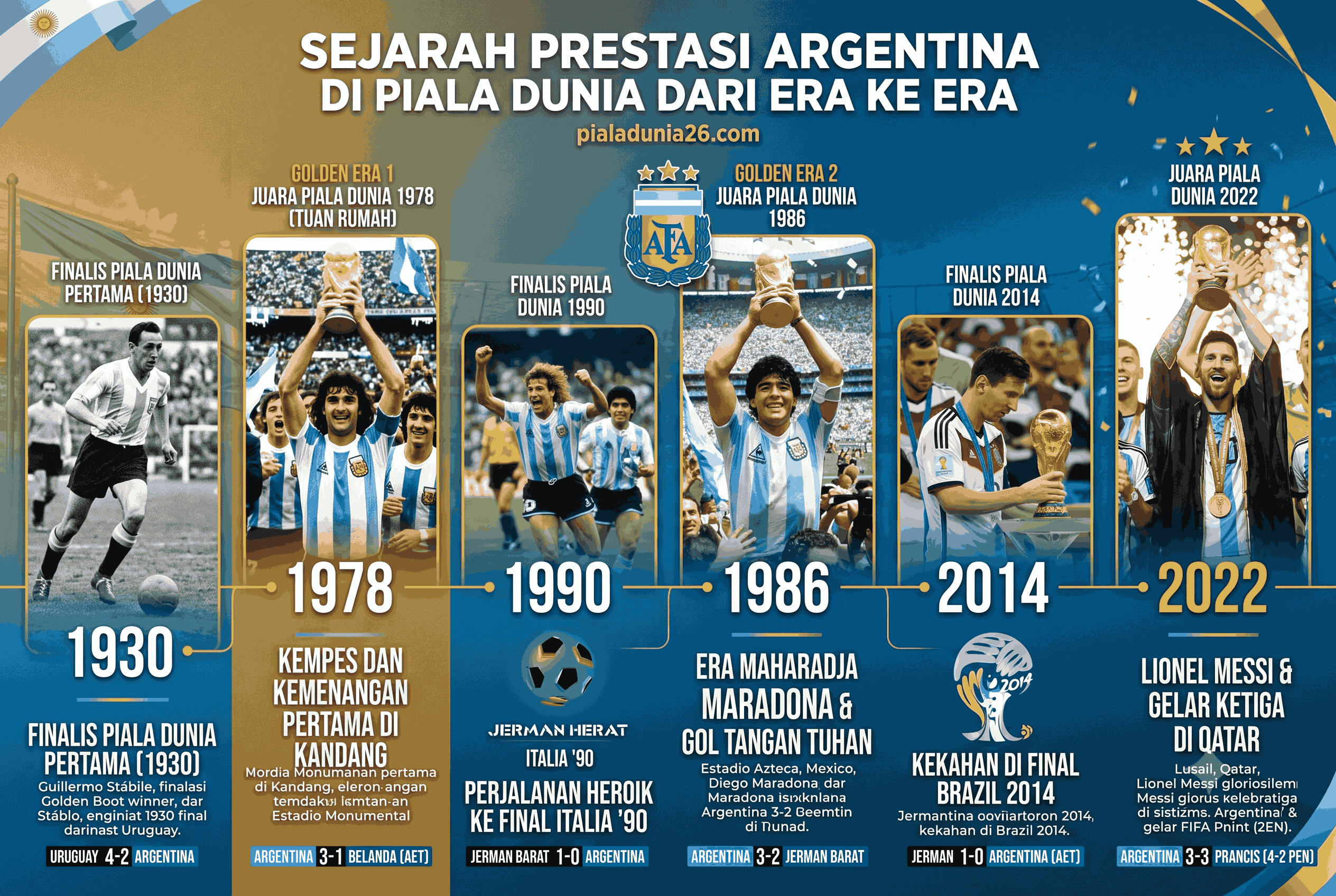 Sejarah Prestasi Argentina di Piala Dunia dari Era ke Era