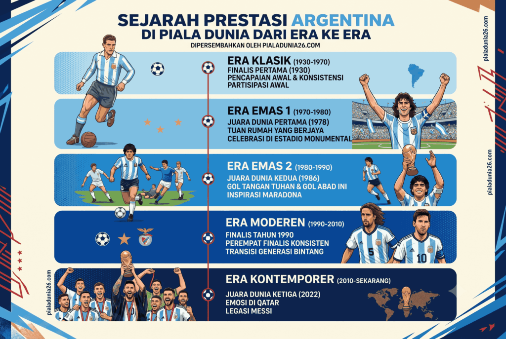 Sejarah Prestasi Argentina di Piala Dunia dari Era ke Era