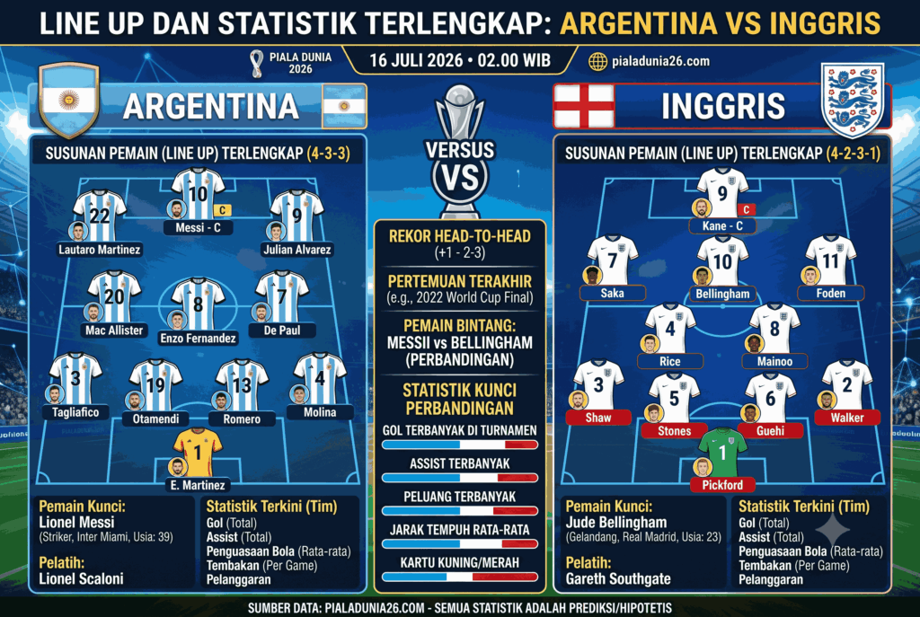 Semifinal Piala Dunia 2026: Prediksi Argentina vs Inggris Terlengkap