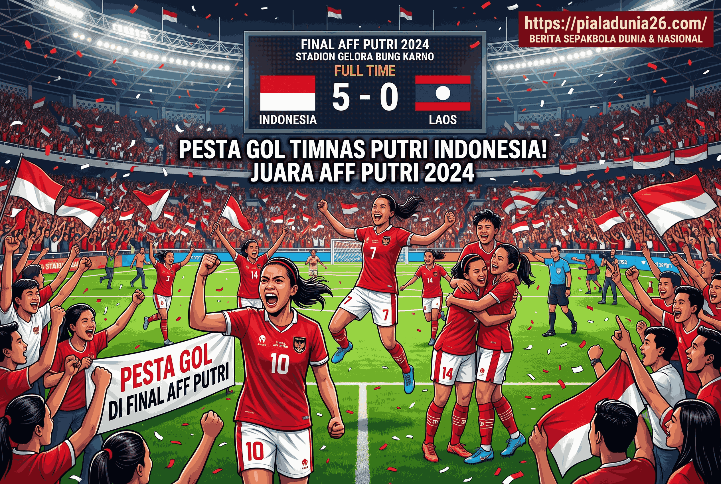 Skor Indonesia vs Laos 5-0, Pesta Gol di Final AFF Putri