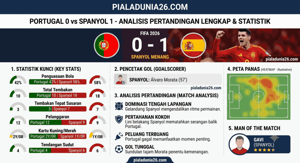 Skor Portugal vs Spanyol 2026 Resmi, La Roja Singkirkan Portugal