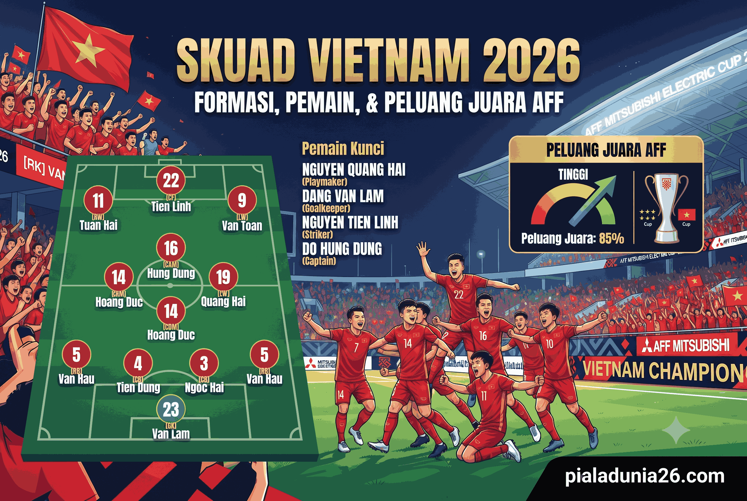 Skuad Vietnam 2026: Formasi, Pemain, dan Peluang Juara AFF