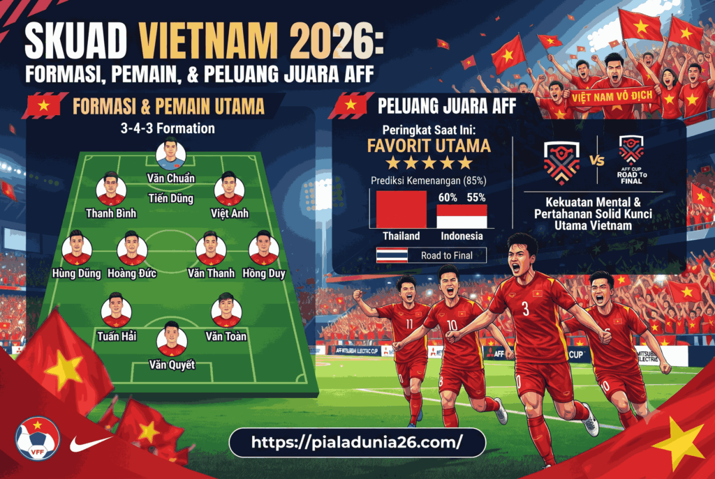 Skuad Vietnam 2026: Formasi, Pemain, dan Peluang Juara AFF
