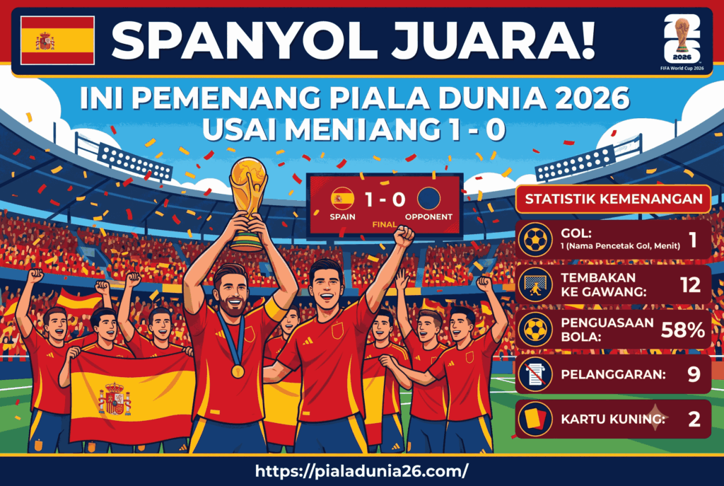 Spanyol Juara! Ini Pemenang Piala Dunia 2026 Usai Menang 1-0