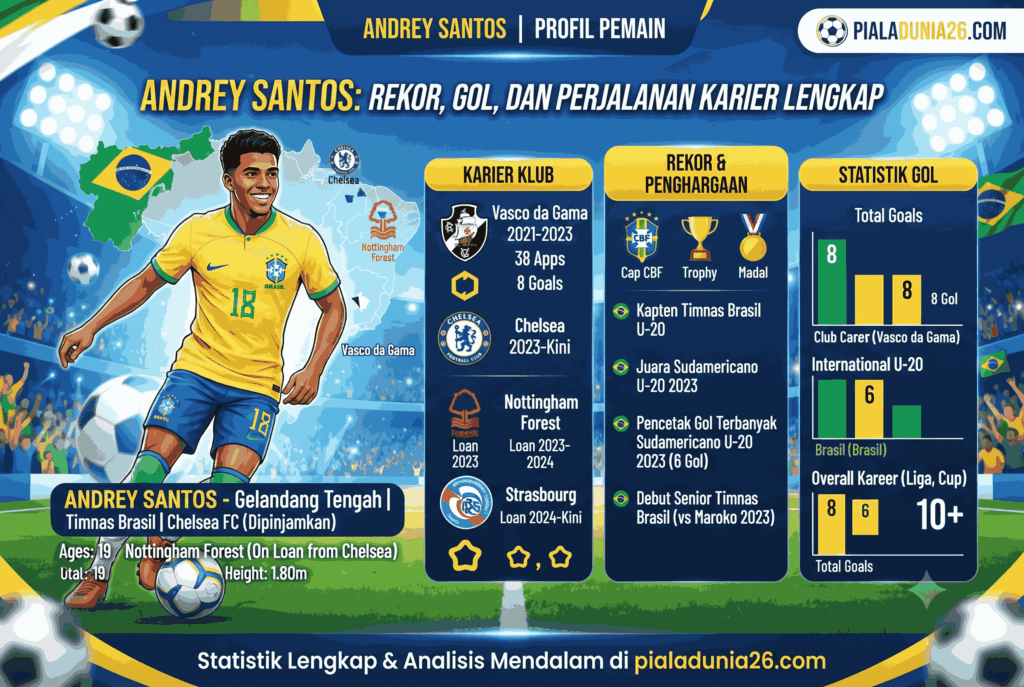 Statistik Andrey Santos: Rekor, Gol, dan Perjalanan Karier Lengkap