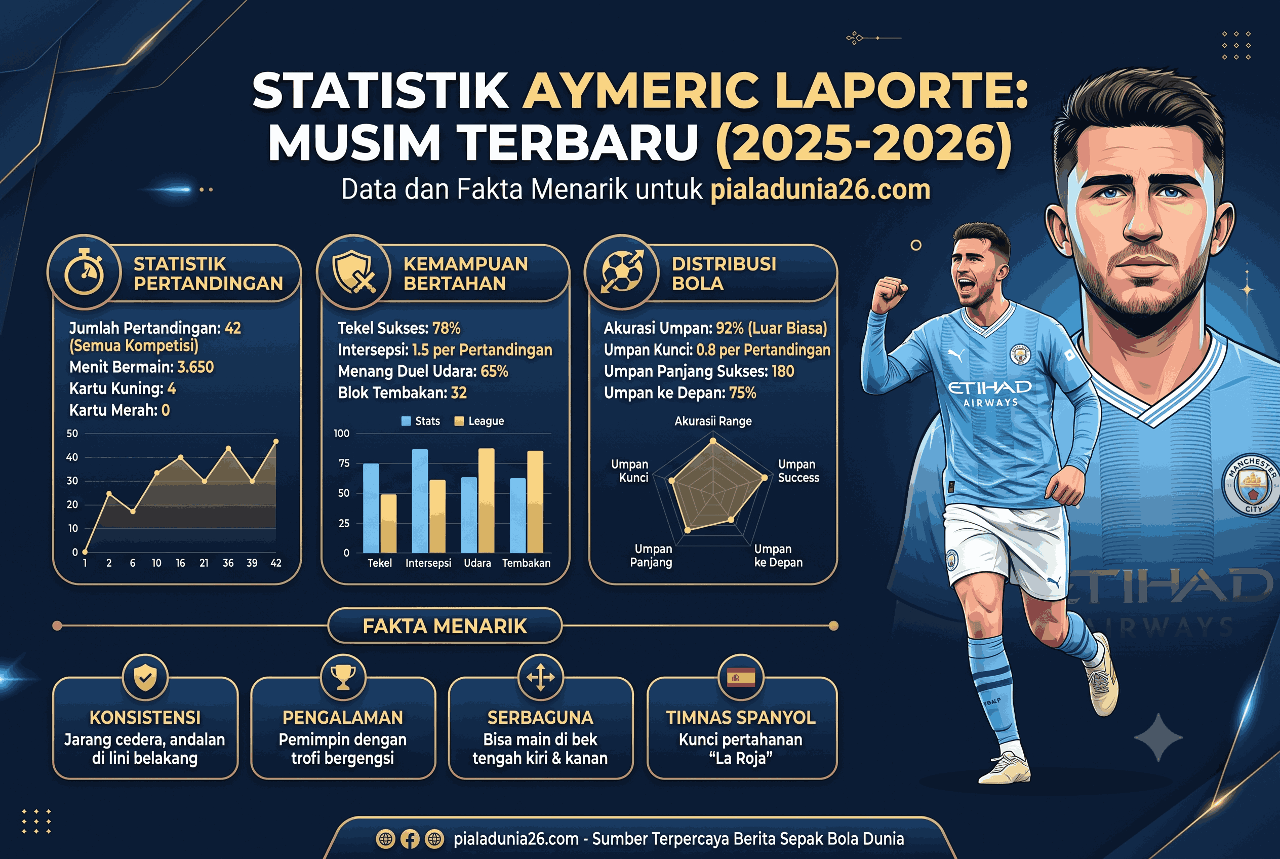 Statistik Aymeric Laporte Musim Terbaru, Data dan Fakta Menarik