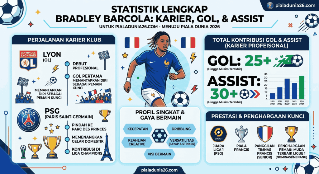 Statistik Bradley Barcola Lengkap: Karier, Gol, dan Assist