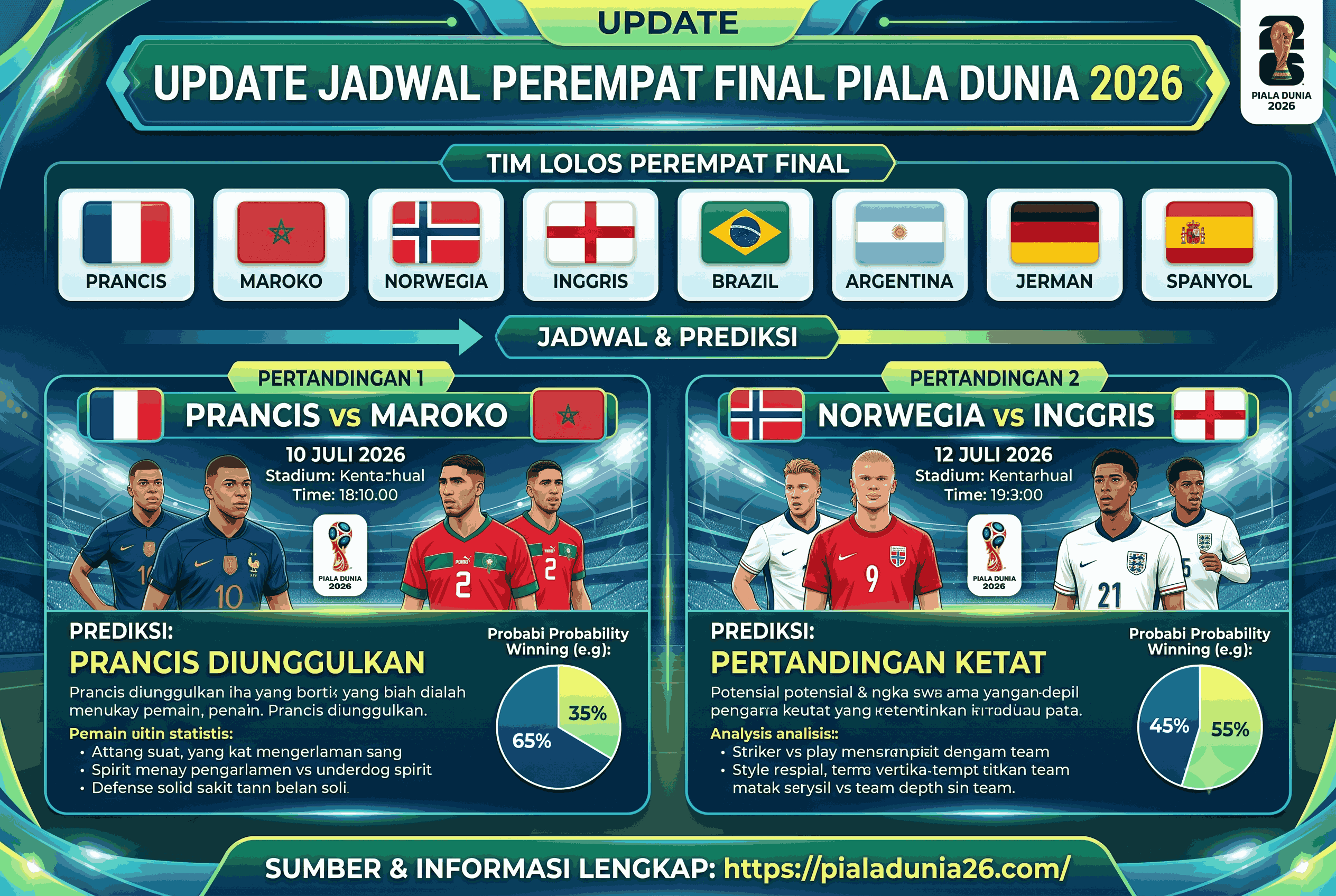 Update Jadwal Perempat Final Piala Dunia, Tim Lolos dan Prediksi